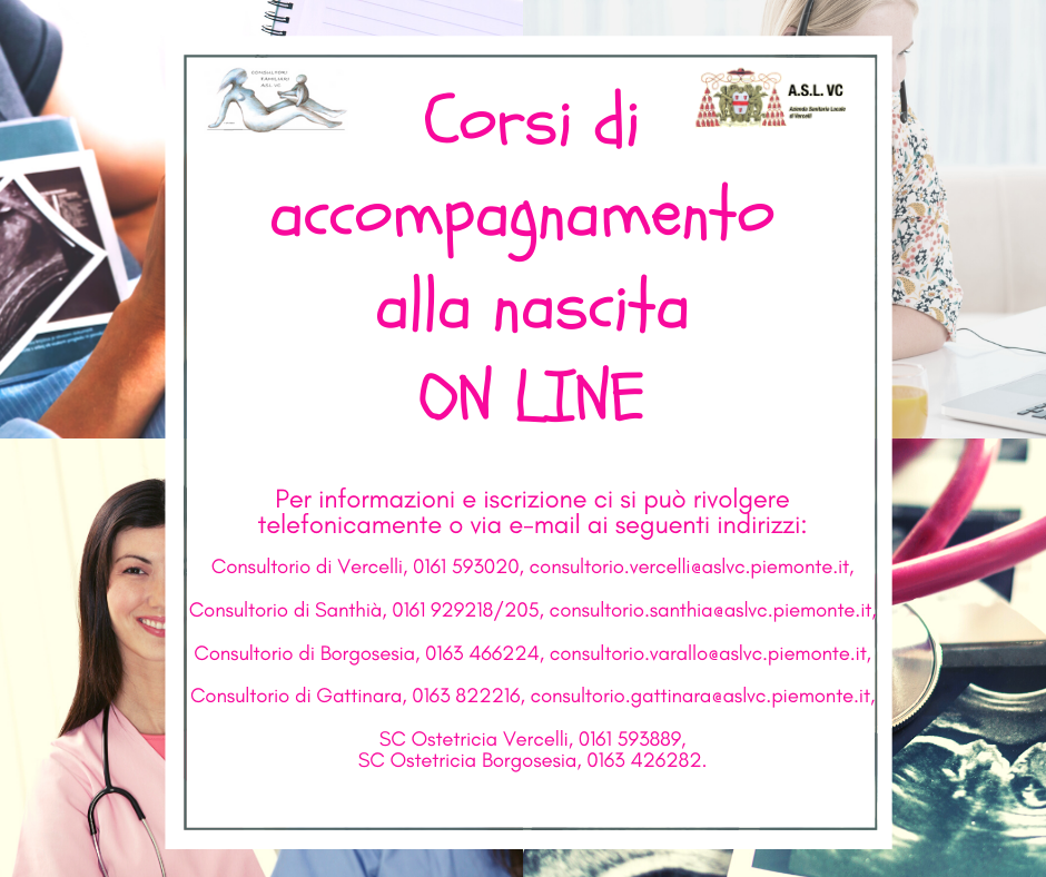 Corsi pre parto dell’Asl di Vercelli messi online per favorire le future mamme
