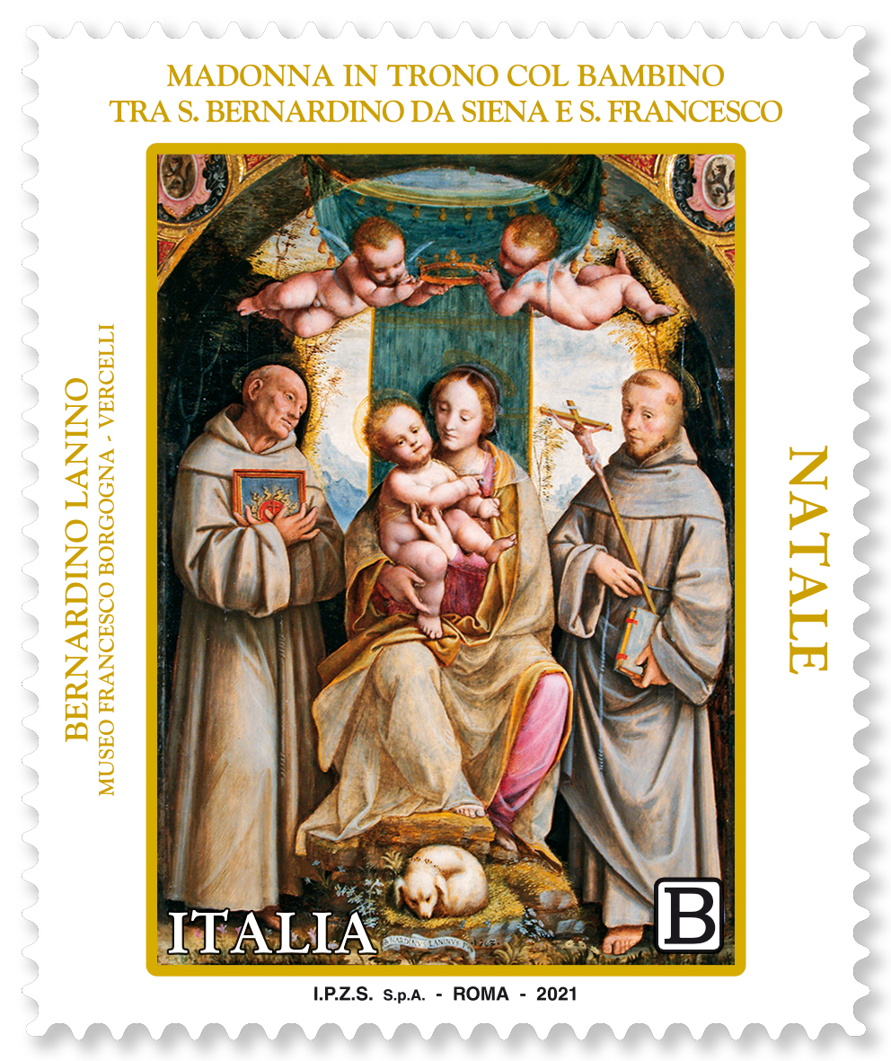 La Madonna del cane di Bernardino Lanino sullo speciale francobollo di Poste Italiane dedicato alle Festività