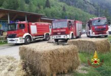 Incendio in un fienile ad Alagna subito spento dai Vigili del Fuoco